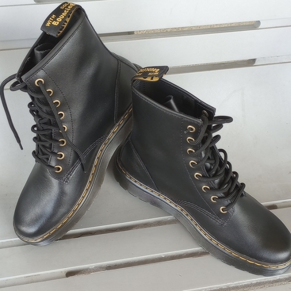 Dr. Martens Shoes - Dr Martens Zavala Black Leather Combat Boots